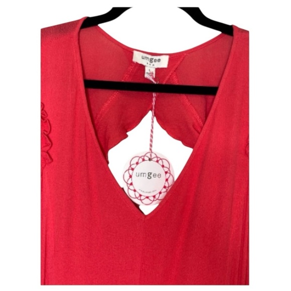 Umgee Burgundy High-Low Ruffle Midi Dress, Long Sleeve, Open Back – L - Picture 10 of 10